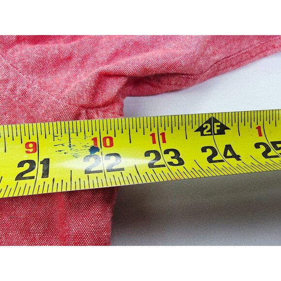 Untuckit Size Large Mens Red Cotton Long Sleeve Hem Logo Tag Pocket Shirt - Picture 2 of 10